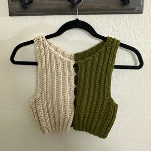 Handmade Crochet Ribbed Color Block Keyhole Vest